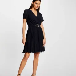 Robe Patineuse Bas Plissé Marine Femme -Morgandetoi Boutique robe patineuse bas plisse marine femme vue5 32536300950610301