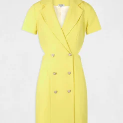 Robe Portefeuille Avec Ouvertures Jaune Femme -Morgandetoi Boutique robe portefeuille avec ouvertures jaune femme vue3 32536300947220400