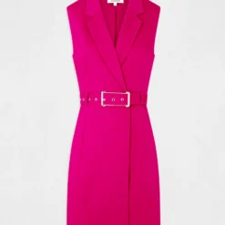 Robe Portefeuille Ceinturée Sans Manches Framboise Femme 8 Robe Portefeuille Ceinturée Sans Manches Framboise Femme -Morgandetoi Boutique robe portefeuille ceinturee sans manches framboise femme vue3 32536300948860502