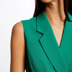 Robe Portefeuille Ceinturée Sans Manches Vert Femme -Morgandetoi Boutique robe portefeuille ceinturee sans manches vert femme vue6 32536300948860600