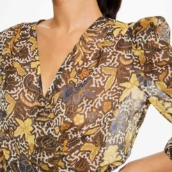 Robe Portefeuille Imprimé Végétal Multico Femme -Morgandetoi Boutique robe portefeuille imprime vegetal multico femme vue4 32536300897050900