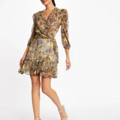 Robe Portefeuille Imprimé Végétal Multico Femme -Morgandetoi Boutique robe portefeuille imprime vegetal multico femme vue5 32536300897050900