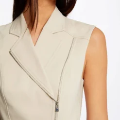 Robe Portefeuille Zippée Ceinturée Beige Clair Femme -Morgandetoi Boutique robe portefeuille zippee ceinturee beige clair femme vue4 32536300942450209