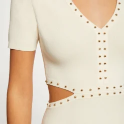 Robe Pull Ajustée à Clous Et Ouvertures Ecru Moyen Femme -Morgandetoi Boutique robe pull ajustee a clous et ouvertures ecru moyen femme vue6 32536300946670213