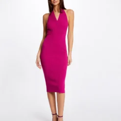 Robe Pull Ajustée Dos Ouvert Framboise Femme -Morgandetoi Boutique robe pull ajustee dos ouvert framboise femme vue5 32536300943500502
