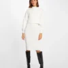Robe Pull Ajustée Effet 2-en-1 Ecru Femme