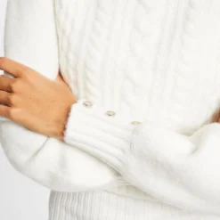 Robe Pull Ajustée Effet 2-en-1 Ecru Femme -Morgandetoi Boutique robe pull ajustee effet 2 en 1 ecru femme vue4 32536300919190201