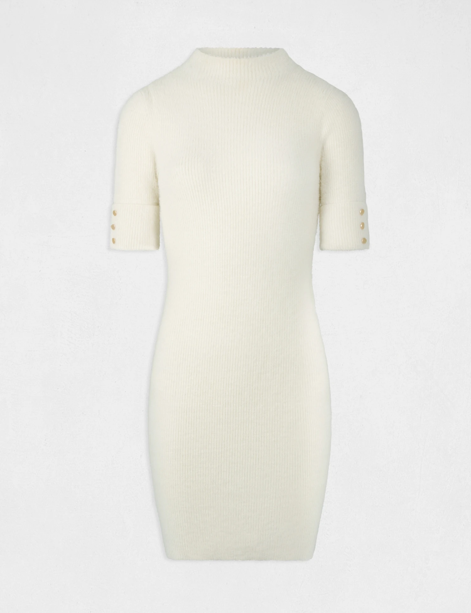 Robe Pull Ajustée Manches Courtes Ivoire Femme 4 Robe Pull Ajustée Manches Courtes Ivoire Femme – Image 4