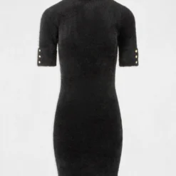 Robe Pull Ajustée Manches Courtes Noir Femme -Morgandetoi Boutique robe pull ajustee manches courtes noir femme vue3 32536300950030100