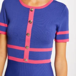 Robe Pull Droite Manches Courtes Violet Fonce Femme -Morgandetoi Boutique robe pull droite manches courtes violet fonce femme vue4 32536300928110311