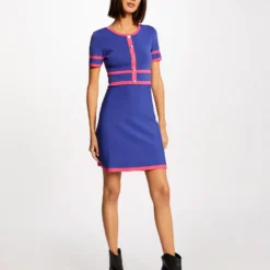 Robe Pull Droite Manches Courtes Violet Fonce Femme -Morgandetoi Boutique robe pull droite manches courtes violet fonce femme vue5 32536300928110311