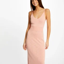 Robe Pull Longue Ajustée à Bretelles Rose Moyen Femme 8 Robe Pull Longue Ajustée à Bretelles Rose Moyen Femme -Morgandetoi Boutique robe pull longue ajustee a bretelles rose moyen femme vue5 32536300938450514