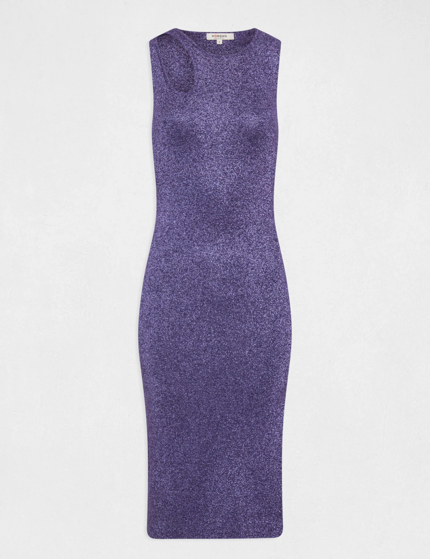 Robe Pull Midi Ajustée Fils Métallisés Violet Femme 5 Robe Pull Midi Ajustée Fils Métallisés Violet Femme – Image 5