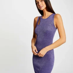 Robe Pull Midi Ajustée Fils Métallisés Violet Femme 9 Robe Pull Midi Ajustée Fils Métallisés Violet Femme -Morgandetoi Boutique robe pull midi ajustee fils metallises violet femme vue5 32536300953750310