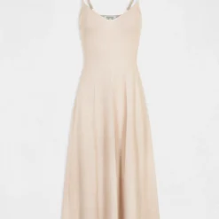 Robe Pull Midi évasée à Bretelles Fines Dore Femme -Morgandetoi Boutique robe pull midi evasee a bretelles fines dore femme vue3 32536300931330401