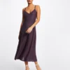 Robe Pull Midi évasée à Bretelles Fines Prune Femme