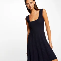 Robe Pull Patineuse à Bretelles Marine Femme -Morgandetoi Boutique robe pull patineuse a bretelles marine femme vue5 32536300953950301