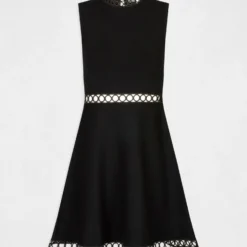 Robe Pull Patineuse Bandes Ajourées Noir Femme -Morgandetoi Boutique robe pull patineuse bandes ajourees noir femme vue3 32536300943520100