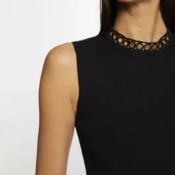 Robe Pull Patineuse Bandes Ajourées Noir Femme -Morgandetoi Boutique robe pull patineuse bandes ajourees noir femme vue6 32536300943520100