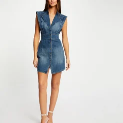 Robe Sans Manches Ceintrée Jean Stone Femme -Morgandetoi Boutique robe sans manches ceintree jean stone femme vue5 32536300939240308