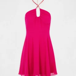 Robe Trapèze Avec Col Bustier Rose Fonce Femme -Morgandetoi Boutique robe trapeze avec col bustier rose fonce femme vue3 32536300931700515