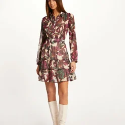 Robe Trapèze Imprimé Végétal Multico Femme -Morgandetoi Boutique robe trapeze imprime vegetal multico femme vue5 32536300930330900