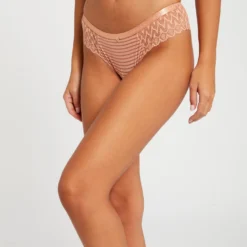 Shorty En Dentelle Beige Femme