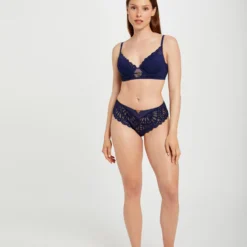 Shorty En Dentelle Marine Femme