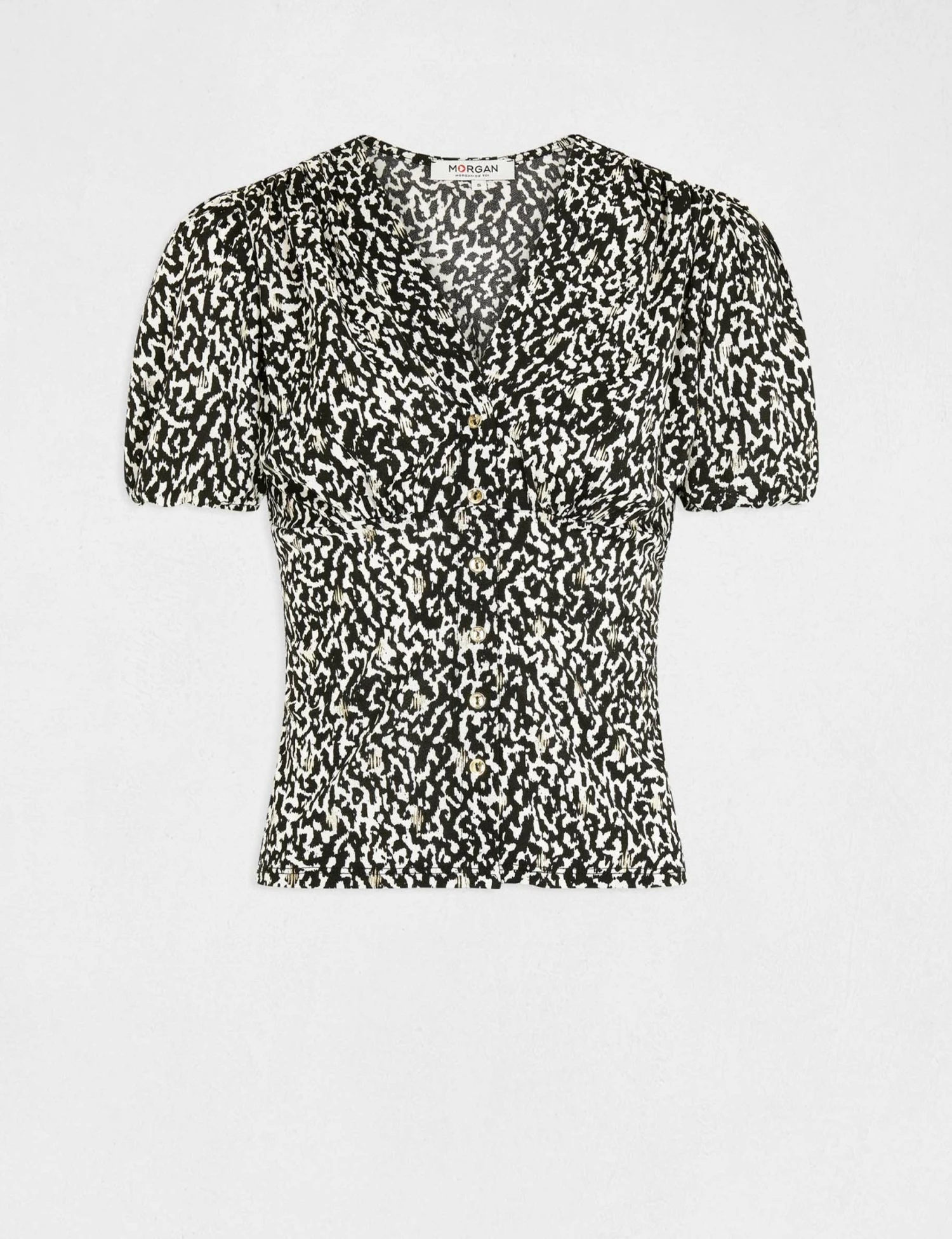T-shirt à Boutons Imprimé Animalier Multico Femme 4 T-shirt à Boutons Imprimé Animalier Multico Femme – Image 4