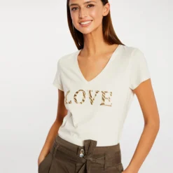 T-shirt à Manches Courtes Ivoire Femme