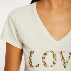 T-shirt à Manches Courtes Ivoire Femme -Morgandetoi Boutique t shirt a manches courtes ivoire femme vue4 32536300931020203