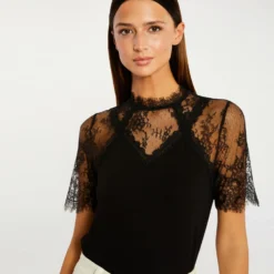 T-shirt à Manches Courtes Noir Femme