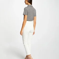 T-shirt Boutonné Imprimé Géométrique Multico Femme -Morgandetoi Boutique t shirt boutonne imprime geometrique multico femme vue2 32536300958890900