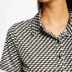 T-shirt Boutonné Imprimé Géométrique Multico Femme -Morgandetoi Boutique t shirt boutonne imprime geometrique multico femme vue4 32536300958890900