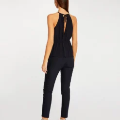 T-shirt Col En V Sans Manches Marine Femme -Morgandetoi Boutique t shirt col en v sans manches marine femme vue2 32536300939480301