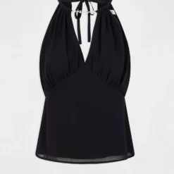 T-shirt Col En V Sans Manches Marine Femme -Morgandetoi Boutique t shirt col en v sans manches marine femme vue3 32536300939480301