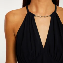 T-shirt Col En V Sans Manches Marine Femme -Morgandetoi Boutique t shirt col en v sans manches marine femme vue4 32536300939480301