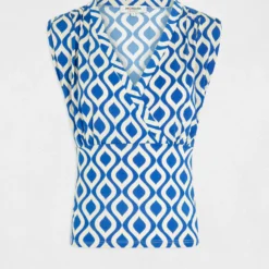 T-shirt Imprimé Géométrique Bleu Electrique Femme 8 T-shirt Imprimé Géométrique Bleu Electrique Femme -Morgandetoi Boutique t shirt imprime geometrique bleu electrique femme vue3 32536300962710314