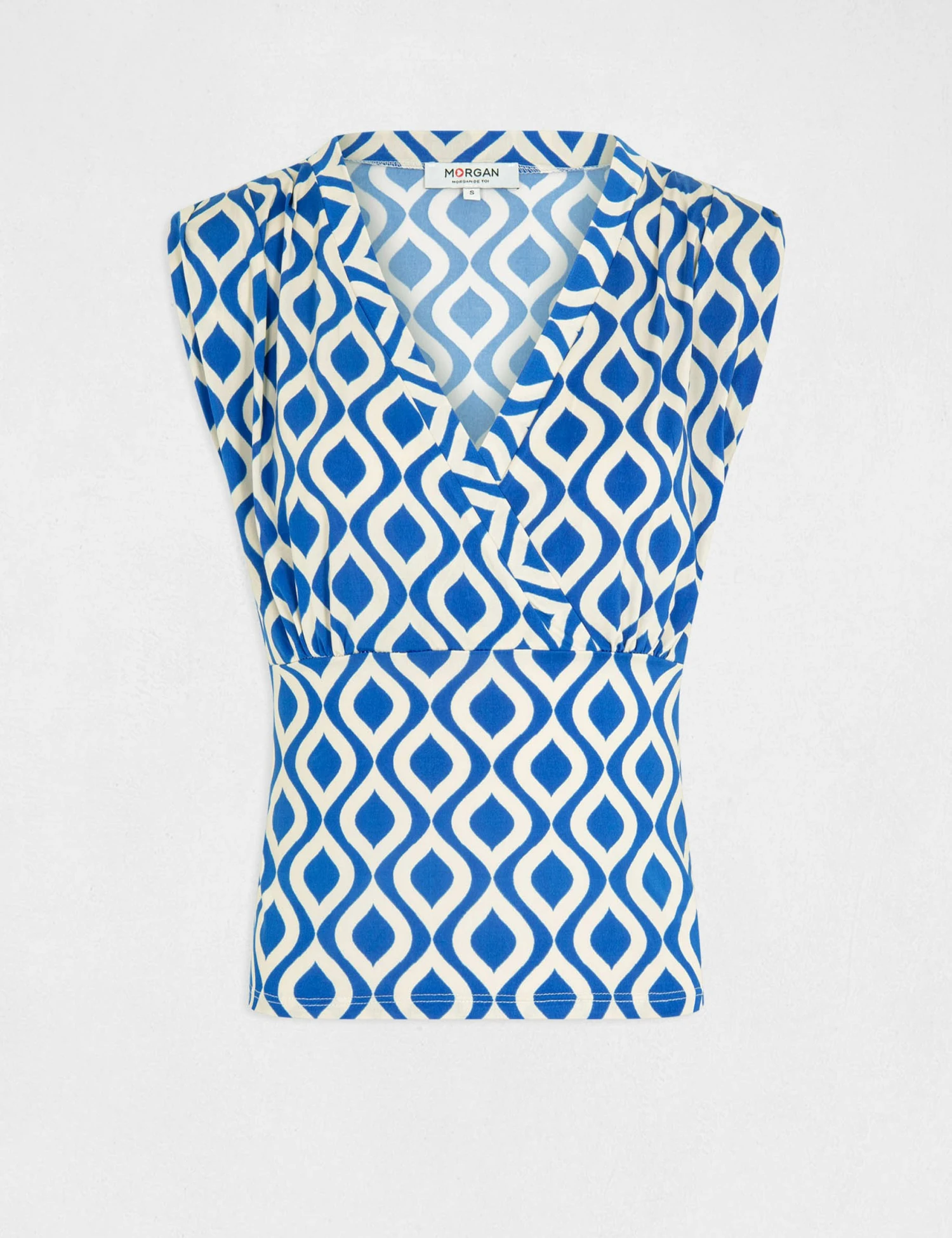 T-shirt Imprimé Géométrique Bleu Electrique Femme 4 T-shirt Imprimé Géométrique Bleu Electrique Femme – Image 4