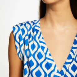 T-shirt Imprimé Géométrique Bleu Electrique Femme 9 T-shirt Imprimé Géométrique Bleu Electrique Femme -Morgandetoi Boutique t shirt imprime geometrique bleu electrique femme vue4 32536300962710314