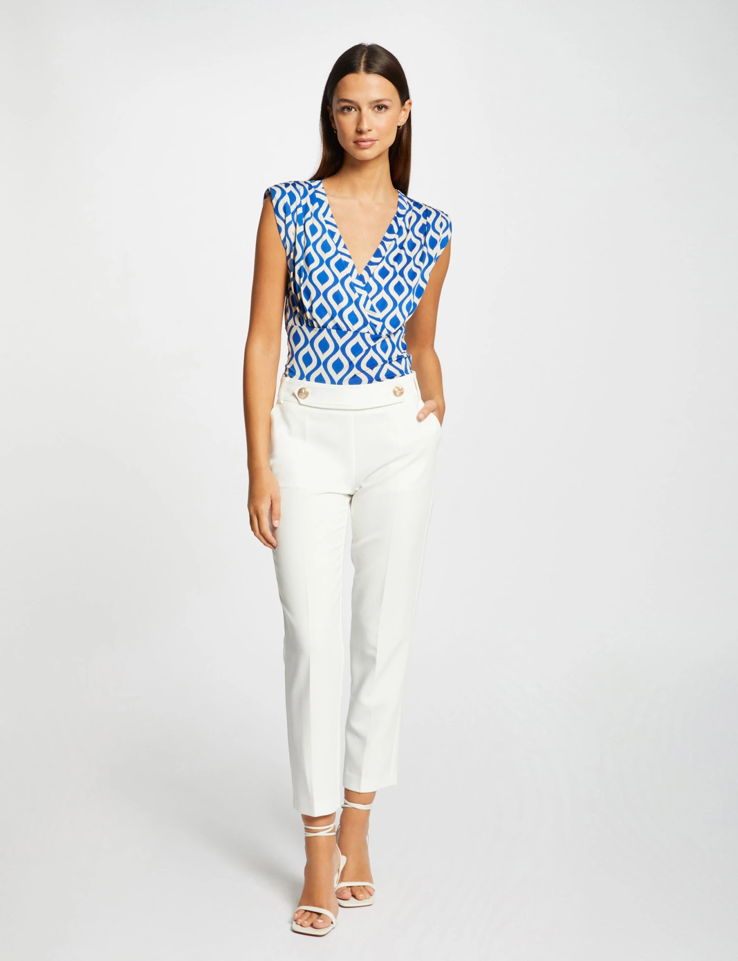 T-shirt Imprimé Géométrique Bleu Electrique Femme 3 T-shirt Imprimé Géométrique Bleu Electrique Femme – Image 3