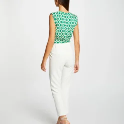 T-shirt Imprimé Géométrique Vert Femme -Morgandetoi Boutique t shirt imprime geometrique vert femme vue2 32536300962710600