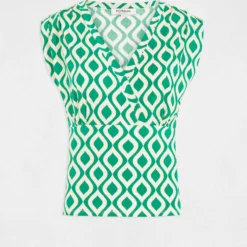 T-shirt Imprimé Géométrique Vert Femme -Morgandetoi Boutique t shirt imprime geometrique vert femme vue3 32536300962710600