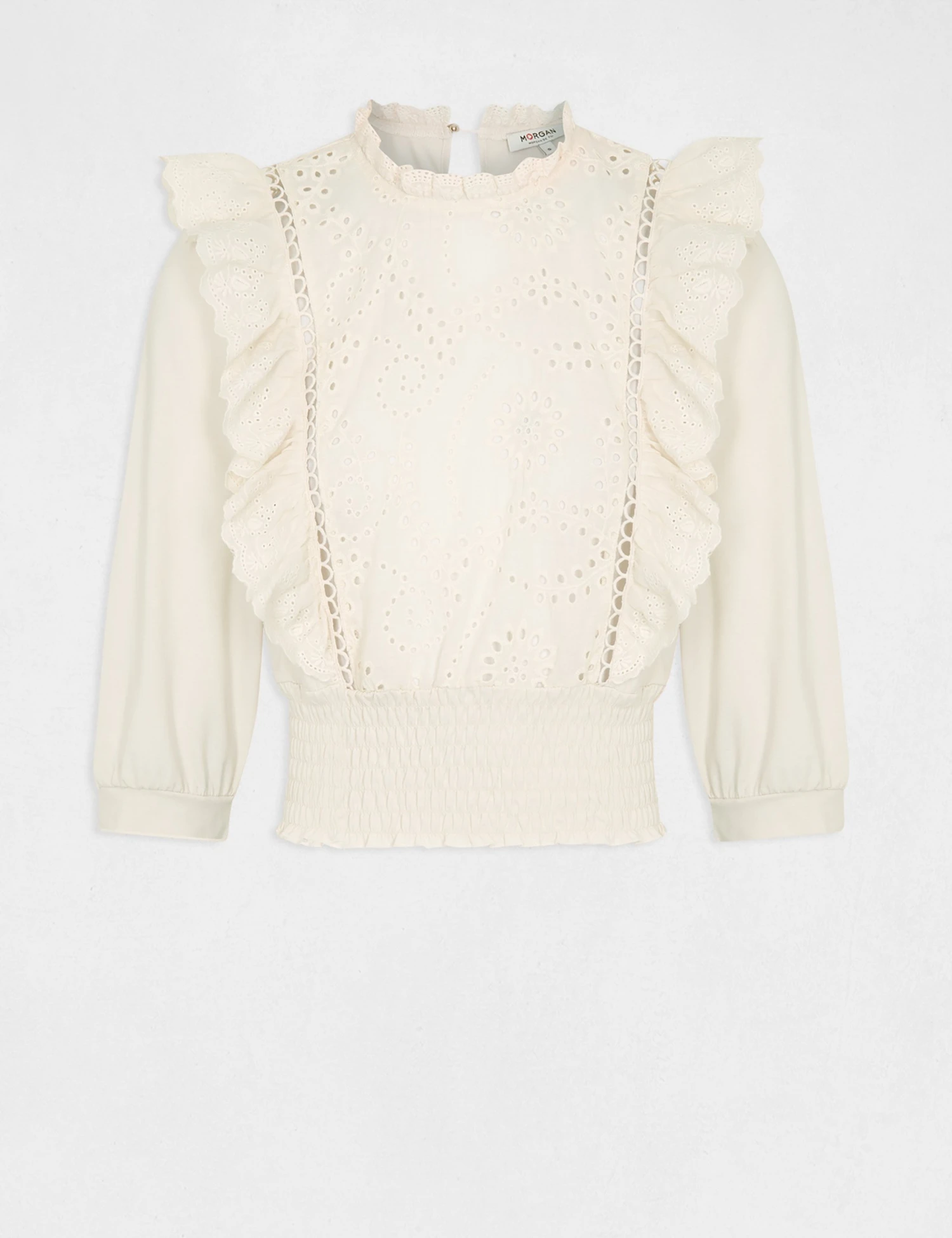 T-shirt Manches 3/4 Avec Broderie Ivoire Femme 4 T-shirt Manches 3/4 Avec Broderie Ivoire Femme – Image 4