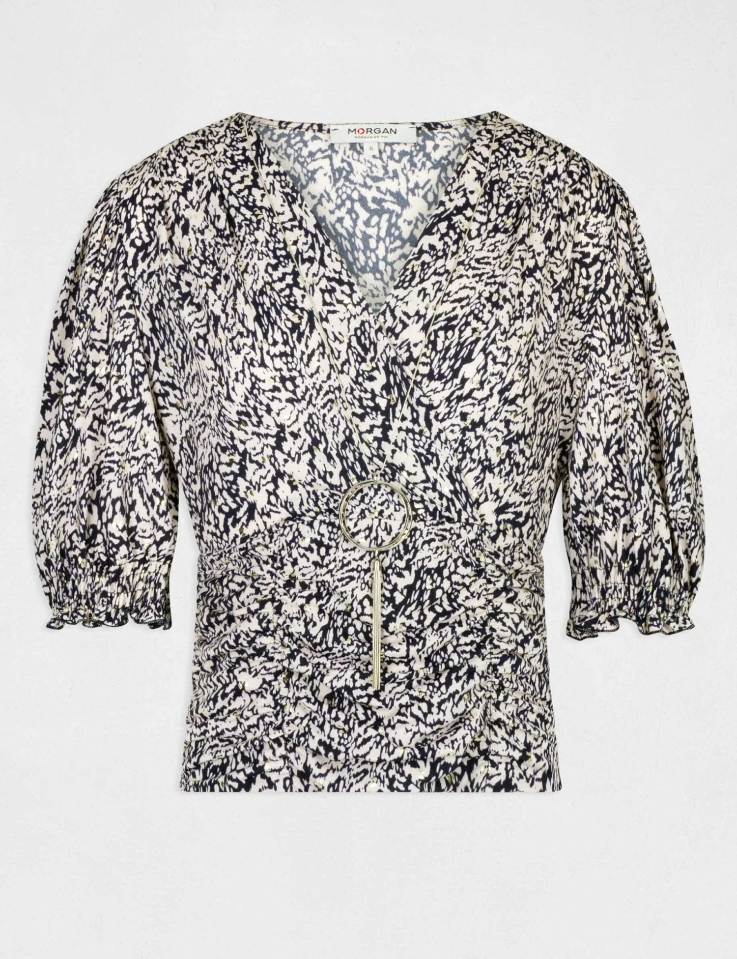 T-shirt Manches 3/4 Col Bijou Imprimé Multico Femme 4 T-shirt Manches 3/4 Col Bijou Imprimé Multico Femme – Image 4