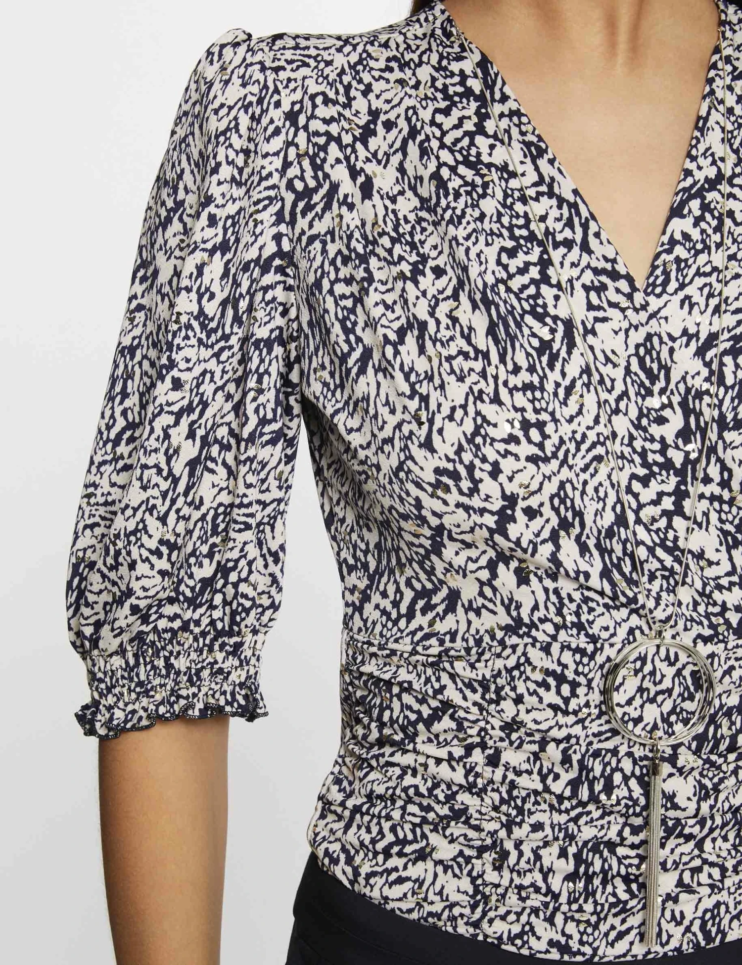 T-shirt Manches 3/4 Col Bijou Imprimé Multico Femme 5 T-shirt Manches 3/4 Col Bijou Imprimé Multico Femme – Image 5