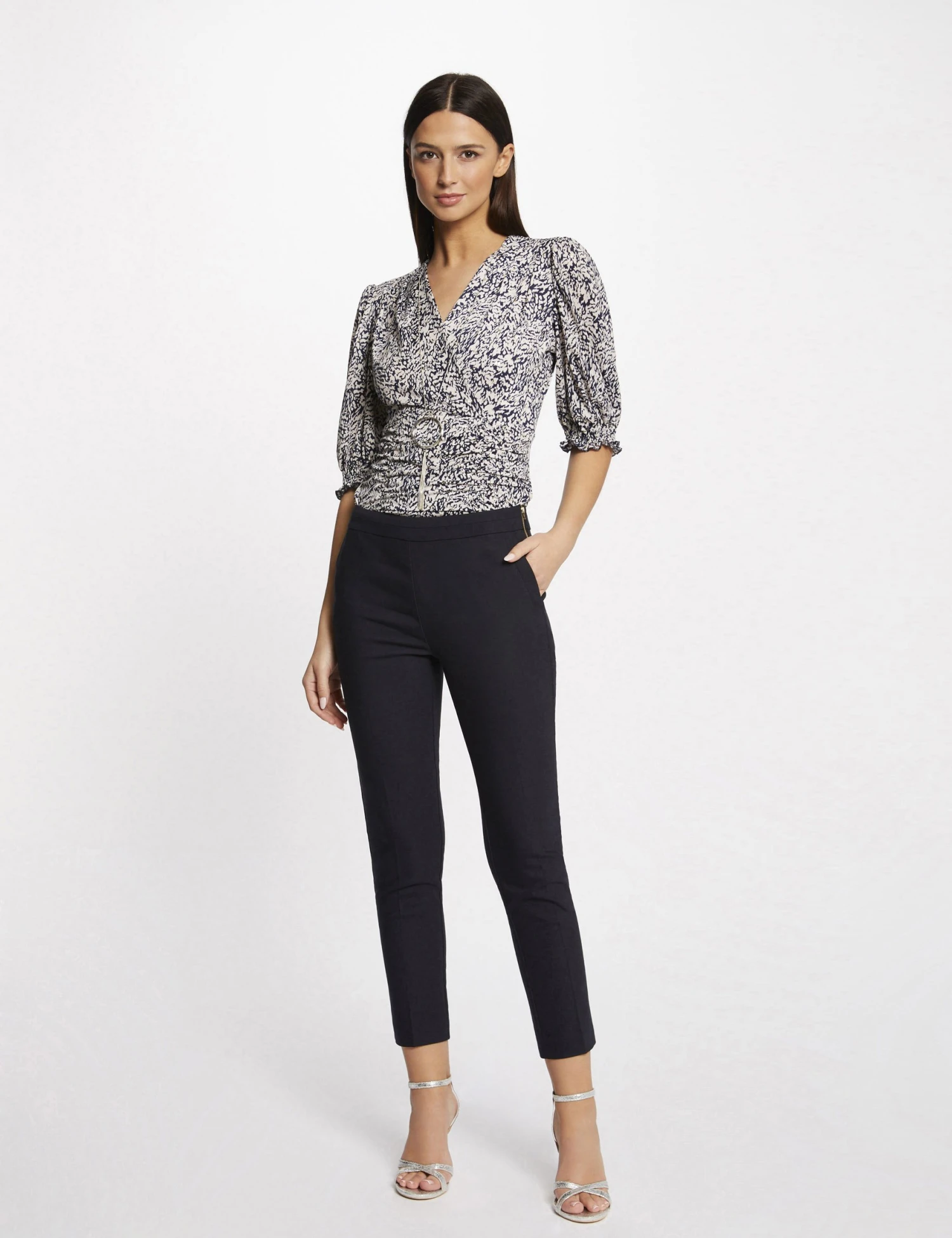 T-shirt Manches 3/4 Col Bijou Imprimé Multico Femme 3 T-shirt Manches 3/4 Col Bijou Imprimé Multico Femme – Image 3