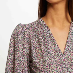 T-shirt Manches 3/4 Imprimé Floral Multico Femme -Morgandetoi Boutique t shirt manches 34 imprime floral multico femme vue4 32536300947050900