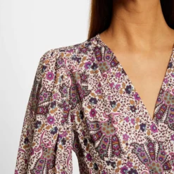 T-shirt Manches 3/4 Imprimé Végétal Multico Femme -Morgandetoi Boutique t shirt manches 34 imprime vegetal multico femme vue4 32536300930260900