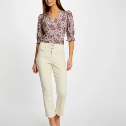 T-shirt Manches 3/4 Imprimé Végétal Multico Femme -Morgandetoi Boutique t shirt manches 34 imprime vegetal multico femme vue5 32536300930260900